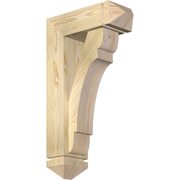 Ekena Millwork Olympic Arts and Crafts Rough Sawn Bracket w/ Offset Brace, Douglas Fir, 6"W x 16"D x 28"H BKT0604X16X28OLY03RDF - main